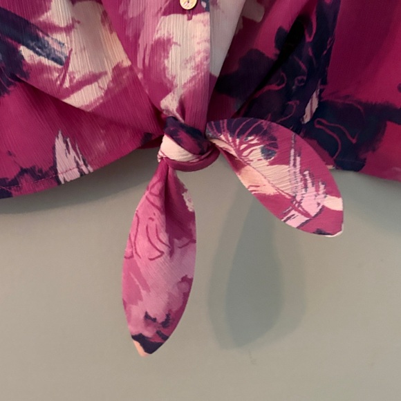 New York & Company Pink and Purple Floral Blouse - Picture 5 of 7